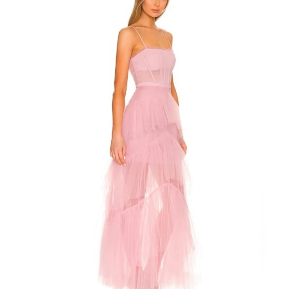 BCBGMAXAZRIA Corset Tulle Gown in Pink Tint - Picture 2 of 11